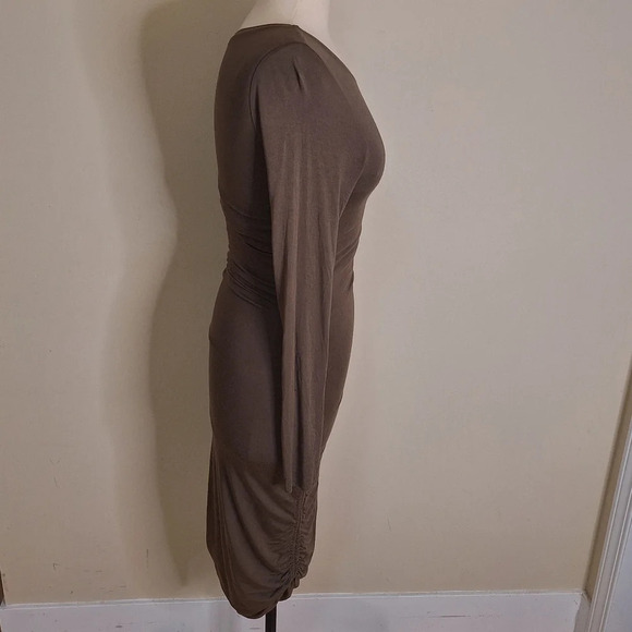 Good American Rouched side jersey long sleeve knee length dress SZ  S - Picture 4 of 9